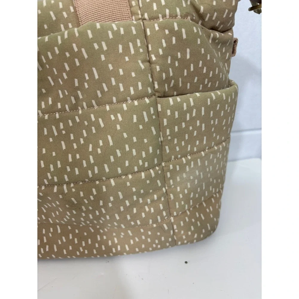 Storksak London Tote Changing Bag Diaper Bag Tan Dash Print V98-657